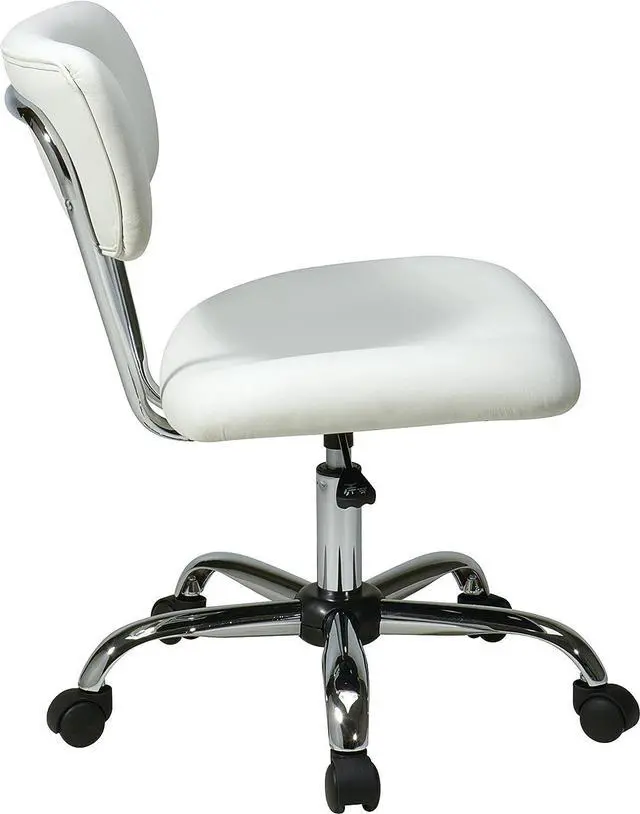 Alt view image 4 of 4 - OSP Home Furnishings Vista Office Task Chair with Pneumatic Height Adjustment and Full Swivel, White Vinyl