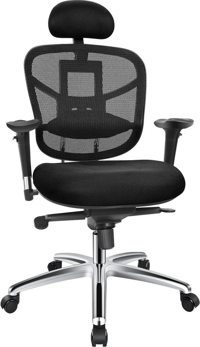 Reclining Computer Desk Chair with 3D Armrests and Headrest - Black