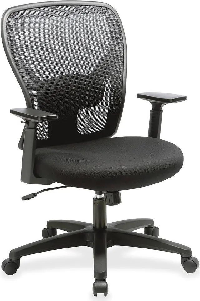 Main image of Lorell Soho Task Chair, Mid-Back, Mesh Back with Fabric Seat, Black