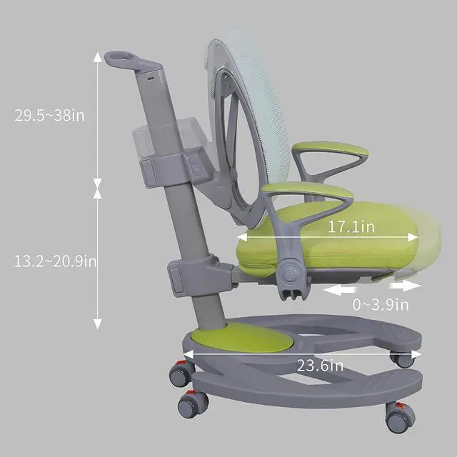 Alt view image 7 of 7 - ApexDesk MK Series Ergonomic Comfortable Mesh Height Adjustable Childrens Chair - Green Mesh