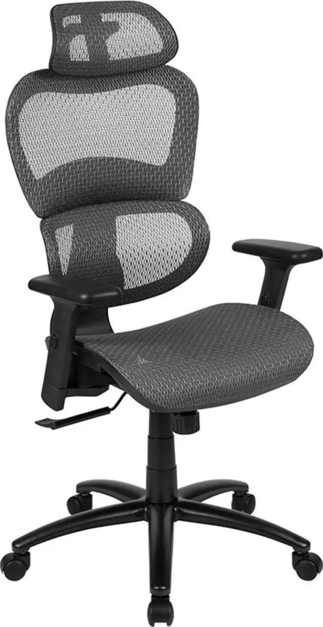 Main image of Flash Furniture LO Ergonomic Mesh Office Chair with 2-to-1 Synchro-Tilt, Adjustable Headrest, Lumbar Support, and Adjustable Pivot Arms in Gray