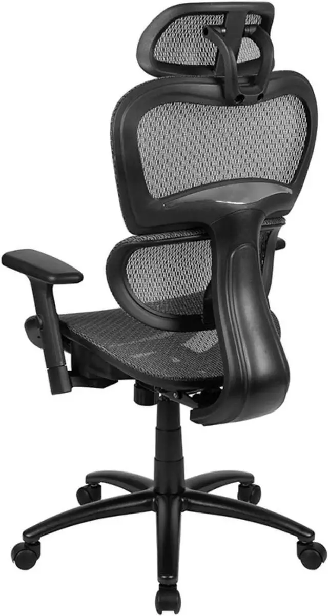 Alt view image 5 of 7 - Flash Furniture LO Ergonomic Mesh Office Chair with 2-to-1 Synchro-Tilt, Adjustable Headrest, Lumbar Support, and Adjustable Pivot Arms in Gray