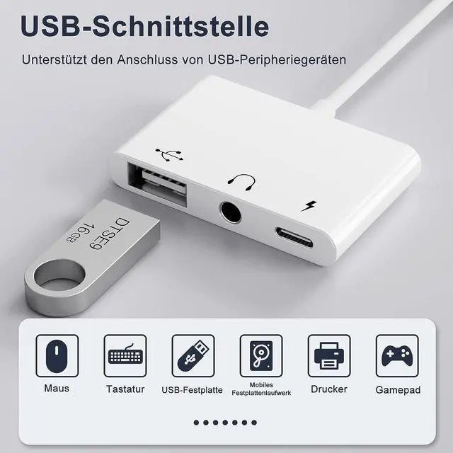 Alt view image 4 of 7 - USB C to USB Adapter 3 in 1 Typc C to USB OTG Adapter+3.5mm Headphone Jack Adapter+60W PD Fast Charging Port Compatible with Most Type-C Phones iPad Pro Laptops