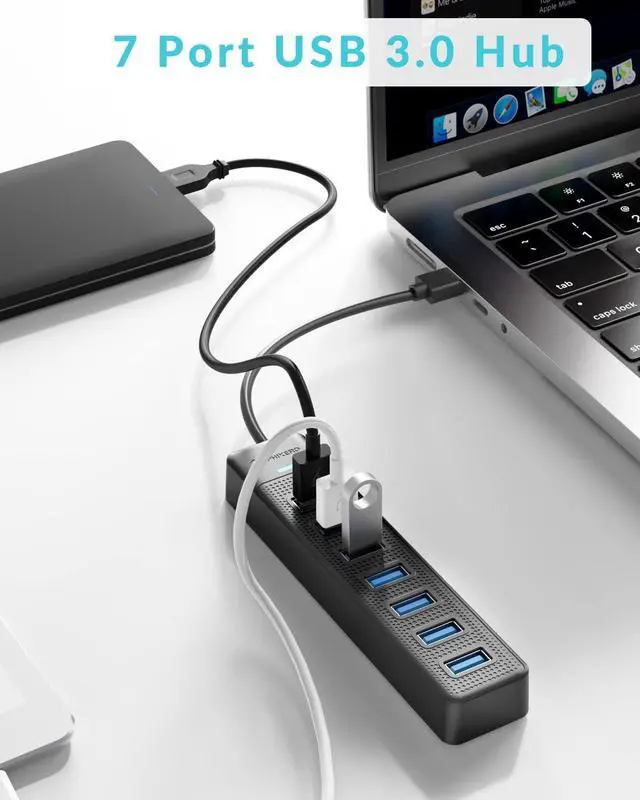 Alt view image 2 of 7 - 7-Port USB 3.0 Hub with USB C Power Port, PHIXERO USB Hub 3.0 Multi USB Port Hub, Portable USB Multiport Adapter, Compatible with All USB 3.0/2.0/1.1 Port Device