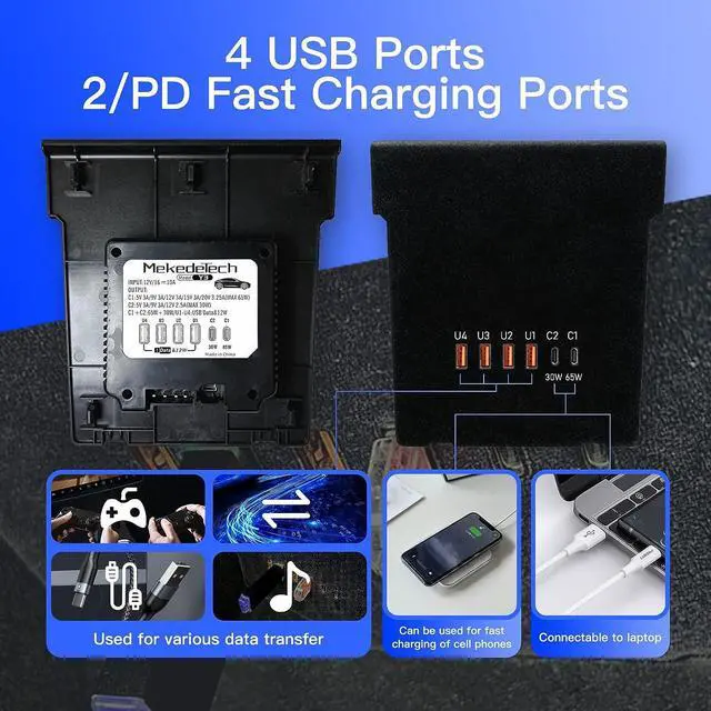 Alt view image 7 of 7 - MekedeTech USB Data Recovery Module Hub for Tesla Model 3/Y 2021 2022 2023 Central Control,4 USB Ports & 2 PD Fast Charging Ports 35W 65W Modification Car Fast Charging Box Retrofit Accessories