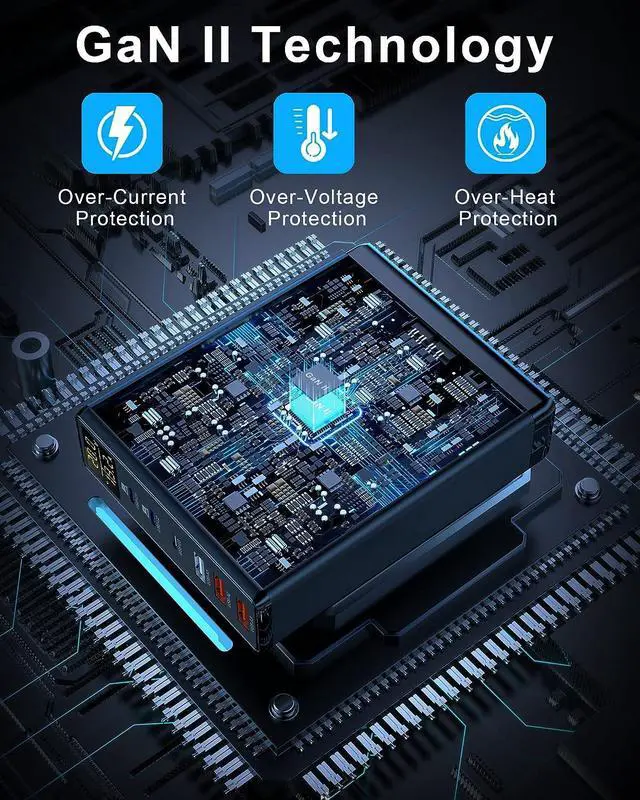 Alt view image 5 of 7 - USB Charging Station, Binamao 120W 6-Port USB C Charger for Multiple Devices, GaN USB Charging Hub with LCD Display, Multiport USB Charger Block for MacBook iPad iPhone Samsung Galaxy Android Laptop