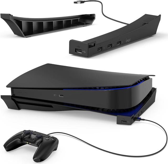 Horizontal Stand for Playstation 5/PS5 Console with 4-Port USB Hub,MENEEA  Upgraded Base Skate Holder Accessories for Playstation 5 Disc & Digital  Edition,3 Charging Port Extension &1 USB 2.0 Data Port 