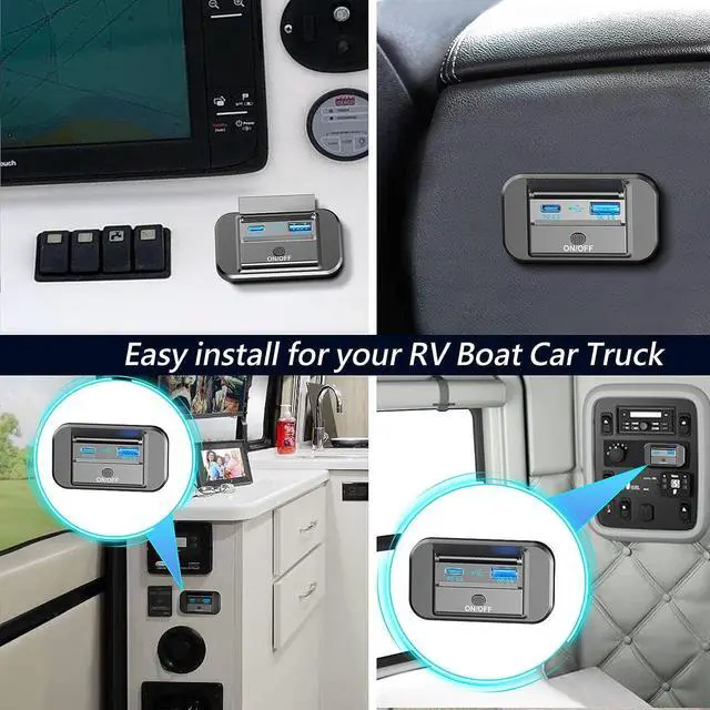 Alt view image 5 of 7 - Dual Quick Charge 3.0 and PD RV USB Outlet 12V Qidoe 12V USB Charger Car USB Port 12 Volt USB Outlet Socket Accessories with Power Switch Waterproof Cover for RV Motorcycle Truck Golf Cart
