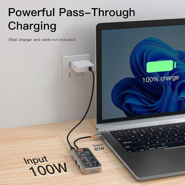 Alt view image 5 of 7 - Docking Station Dual Monitor MEANHIGH 10 in 1 USB C Laptop Docking Station with HDMI 4K, VGA, 3 USB Port, PD 100W, SD/TF, 3.5mm Audio, Ethernet Multiport Adapter for Windows MacBook Air Pro  HP