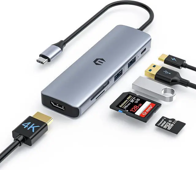 Main image of TOTU USB C Hub, 6 in 1 USB C Adapter, USB C Hub Multiport Adapter USB C Dock with 4K HDMI, 2 USB 3.0, 100W PD, SD/TF Card Slot for MacBook Pro/Air and Type C Laptops
