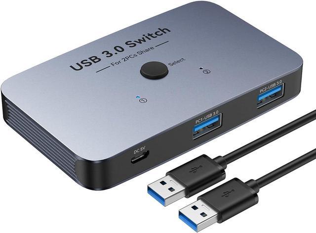 USB 3.0 Switch Selector, USB KVM Switch for 2 Computers Sharing 4 USB  Peripheral Device, Mouse Keyboard Printer, Included 2 USB Cables