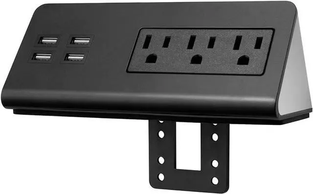 Main image of Kable Kontrol Desk Clamp Power Strip with 4 USB Ports, Desk Edge Power Charging Station, 3 Power Outlets, Fast Charger, Easy Installation for Home, Offices, Hotels  4.9 Ft, Black