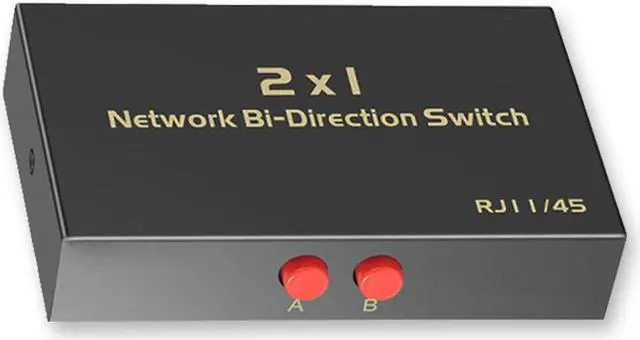 Main image of RJ45 Network Switch Selector 2x1/1x2, 2 Port Network Hub 10/1000M Metal Housing