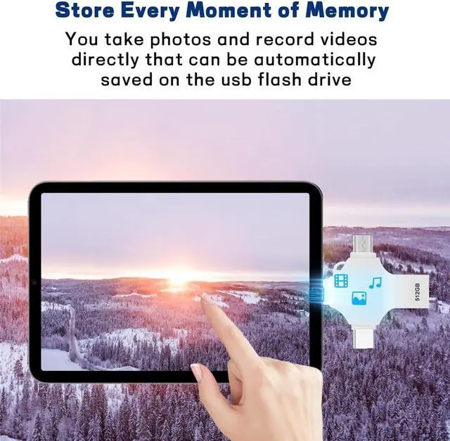 Alt view image 6 of 7 - AOIRHLA USB Flash Drive Photo Stick 512GB - 4 in 1 USB 3.0 High Speed Thumb Drive Memory Stick Portable Jump Drive Storage Device for Smartphone/Computer/Laptop/PC/Android External Data Storage