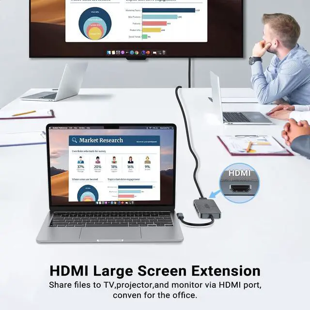 Alt view image 3 of 7 - USB C Hub, ZSIMC 7-in-1 Docking Station Multiport Adapter with 4K HDMI, 100W Power Delivery, 3 USB 3.0 Ports, SD/TF Card Reader for MacBook Pro/Air, iPad Pro/Mini 6, Surface and More Type C Laptops