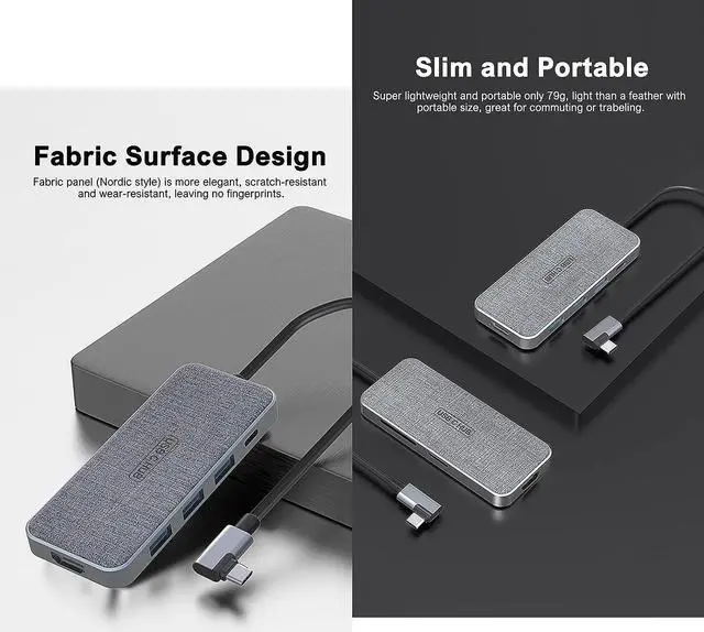 Alt view image 7 of 7 - USB C Hub, ZSIMC 7-in-1 Docking Station Multiport Adapter with 4K HDMI, 100W Power Delivery, 3 USB 3.0 Ports, SD/TF Card Reader for MacBook Pro/Air, iPad Pro/Mini 6, Surface and More Type C Laptops