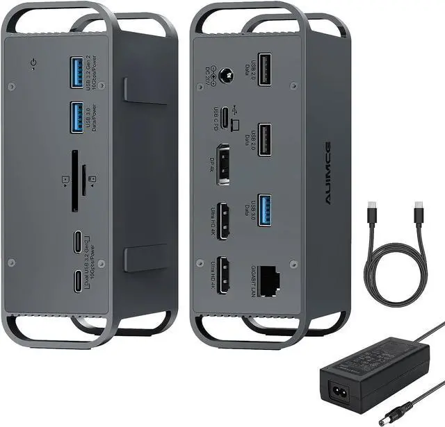 Main image of USB C Docking Station Triple Monitor,15 in 1 USB C Dock Laptop Docking Station with Dual HDMI DP 4K@60Hz, 8 USB Ports Max 10Gbps,65W AC Power Adapter,TF/SD Card,Type C hub for MacBook Pro/Air Windows