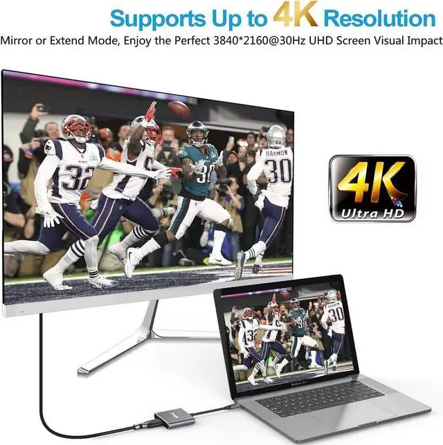 Alt view image 3 of 7 - Tuwejia USB C to HDMI Multiport Adapter USB 3.1 Gen 1 Thumderbolt 3 to HDMI 4K Video Converter/USB 3.0 Hub PD Quick Charging Port with Large Projection