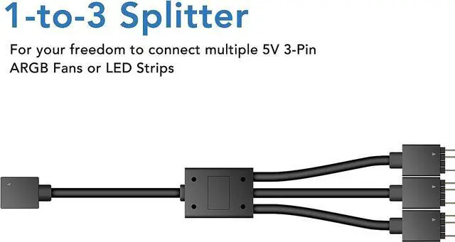 Alt view image 3 of 6 - EZDIY-FAB RGB Converter, 12V RGB to 5V ARGB Transfer Hub with 3-Way Splitter, Motherboard with 12V 4-pin Header can Control 5V ADD-RGB Products, Built-in 50 Color Modes