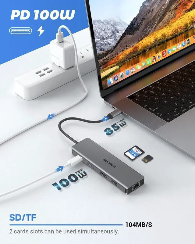 Alt view image 4 of 7 - 16 in 1 and 10 in1 Docking Station,1000M RJ45 Ethernet, 4K HDMI and DP, USB 3.0 Ports, 100W PD Charging Port, Compatible for MacBook