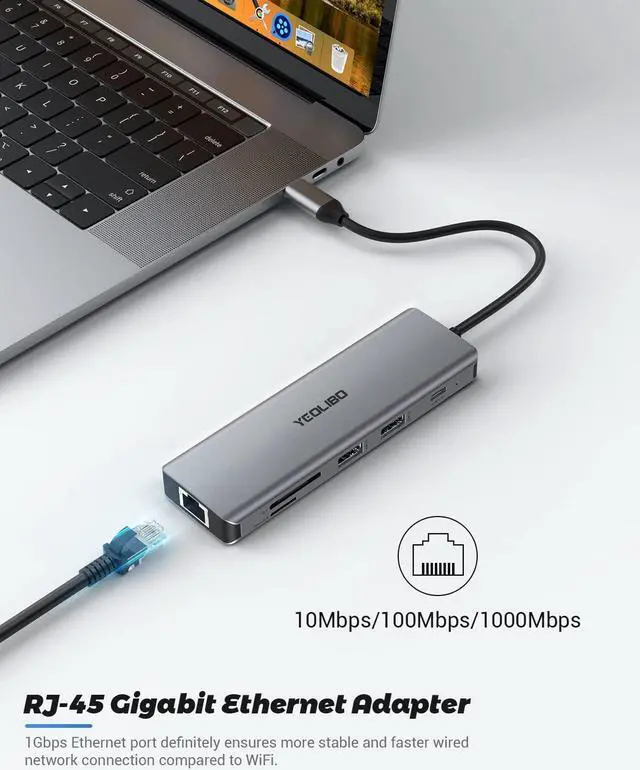 Alt view image 5 of 7 - 16 in 1 and 10 in1 Docking Station,1000M RJ45 Ethernet, 4K HDMI and DP, USB 3.0 Ports, 100W PD Charging Port, Compatible for MacBook