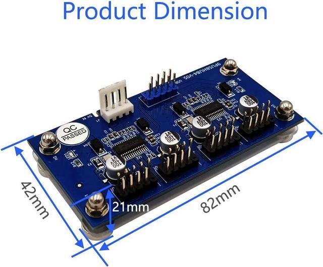 Alt view image 4 of 7 - 9pin USB Header Male 1 to 4 Female Extension Cable Card Motherboard 9-Pin USB 2.0 HUB 2 to 8-Port USB 2.0 Hub with Additional Power and Magnetic Base