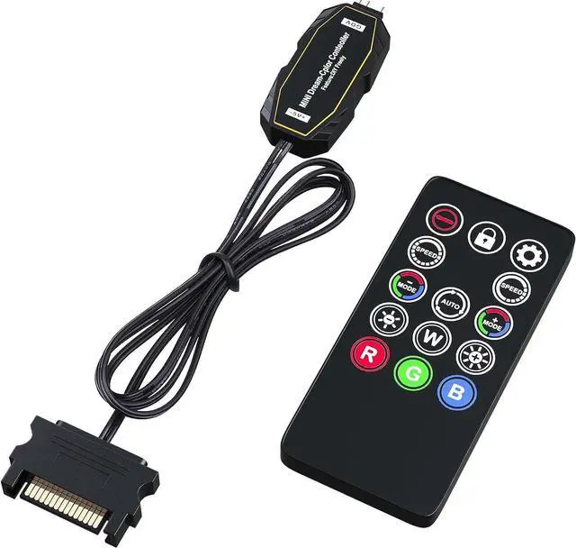 Main image of DS Mini ARGB PC Fans Controller Kit for Rainbow Case Fans, PC Rainbow LED Strip, Computer ARGB Fans (3-Pin, 14 Key Remote, SATA Power, 3th Gen, B Series)