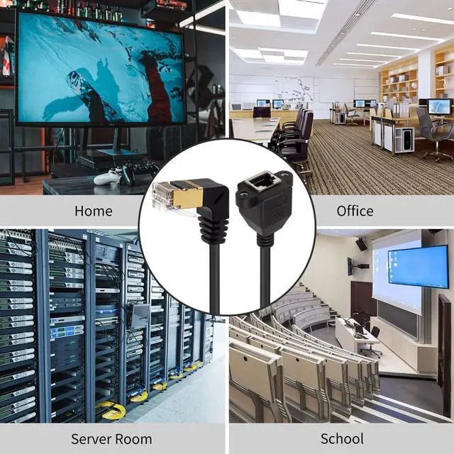 Alt view image 6 of 7 - Duttek Ethernet Adapter 90 Degree Cable, Cat8 Extreme Thin Down Angled RJ45 Male to Female Network Extension Cable, with Screw Panel Mount, for Hub, routers Etc 1.65ft/50CM