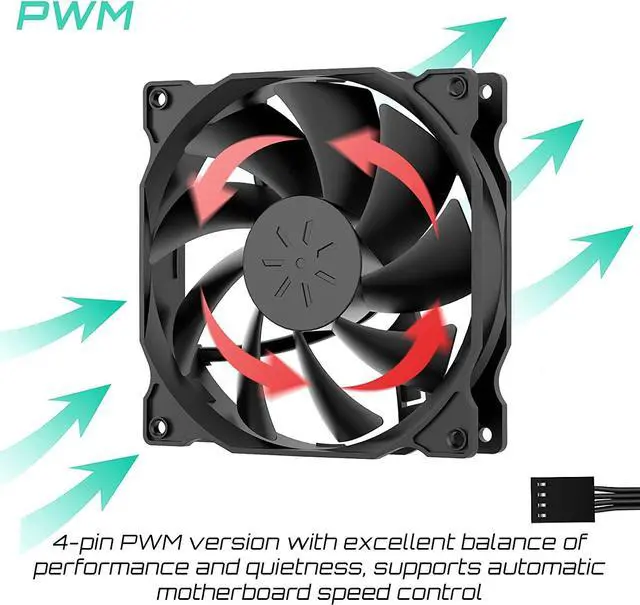 Alt view image 3 of 7 - uphere 5-Pack PWM 4PIN Long Life Computer Case Fan 120mm Cooling Case Fan for Computer Cases Cooling,12BK4-5