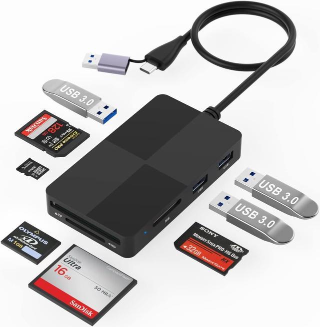USB C USB3.0 Multi Card Reader for SD, CF, Micro SD, XD, MS Cards - 7 in 1  Adapter Hub for Windows, Mac, Linux, Android