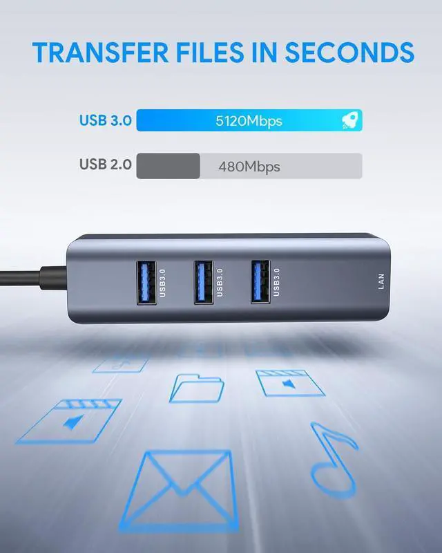 Alt view image 3 of 6 - USB C to Ethernet Adapter, Vilcome RJ45 to USB C Thunderbolt 3/Type-C Gigabit Ethernet LAN Network Adapter, Compatible for MacBook Pro 2021/2020/2019/2018/2017, MacBook Air, Dell XPS and More