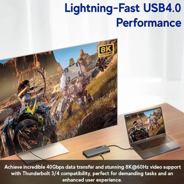 Alt view image 5 of 7 - LINKUP - USB 4.0 240W Fast Charging 40Gbps Data Type-C Cable - Thunderbolt 3/4 Compatible, 8K@60Hz Video, Durable Sleeved Jacket - for All USB-C Devices, Hub, eGPU, Gaming PC (3ft/0.9m) Black/Yellow