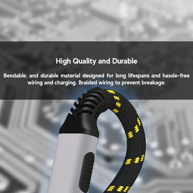 Alt view image 7 of 7 - LINKUP - USB 4.0 240W Fast Charging 40Gbps Data Type-C Cable - Thunderbolt 3/4 Compatible, 8K@60Hz Video, Durable Sleeved Jacket - for All USB-C Devices, Hub, eGPU, Gaming PC (3ft/0.9m) Black/Yellow