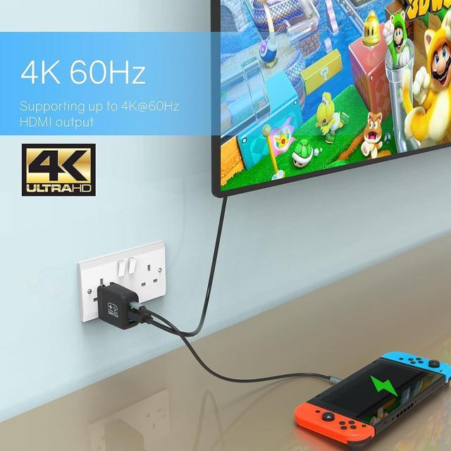 Switch Dock for Nintendo Switch OLED, 3 in 1 Switch TV Adapter with 4K 60Hz  HDMI, USB 2.0 Port, Type C 30W Charger, Portable Switch Docking Station