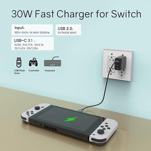 Switch Dock for Nintendo Switch OLED, 3 in 1 Switch TV Adapter with 4K 60Hz  HDMI, USB 2.0 Port, Type C 30W Charger, Portable Switch Docking Station