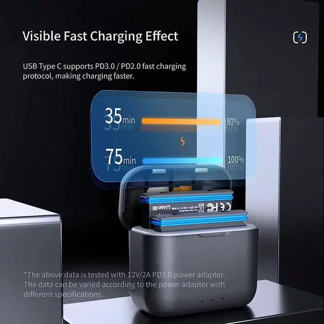 Alt view image 2 of 5 - Fast Battery Charger Hub for Insta360 X3 with Misro SD Card Slots and USB Type C Cable,2-Channel Quick Battery Charging Storage Station,Fast Charge Up to 80% in 35 Minutes (Battery Not Included)