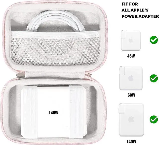 Alt view image 4 of 6 - CaseSack Handy Case for MacBook Air/Pro Charger MagSafe/MagSafe 2 Power Adapter, iPhone 14/14 Pro/13/13 Pro, MagSafe Charger, USB C Hub, Type C Hub, USB Multiport Adapter-Rose Gold(Larger Version)