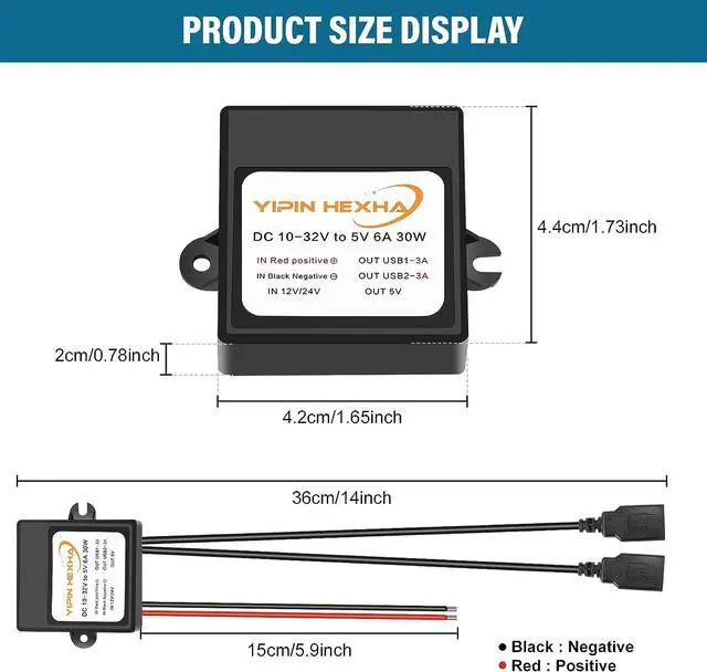 Alt view image 5 of 6 - DC Converter 12V 24V to 5V 6A 30W Dual USB Female DC DC Buck Converter Power Adapter Step Down Module