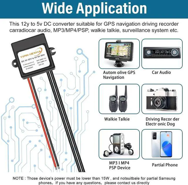 Alt view image 6 of 6 - DC Converter 12V 24V to 5V 6A 30W Dual USB Female DC DC Buck Converter Power Adapter Step Down Module