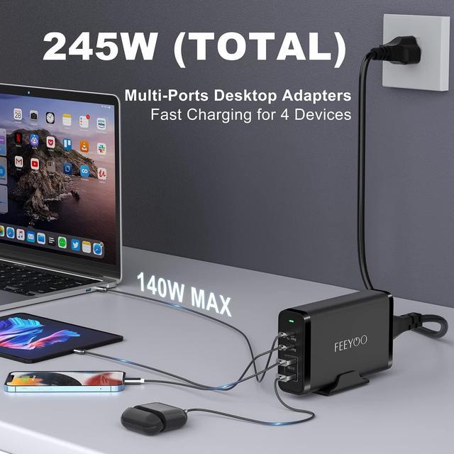 Key Power 245W USB C Charger Station, 140W PD 3.1 GaN Type C Power