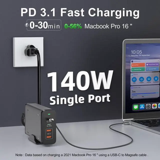 Alt view image 4 of 7 - 245W USB C Charger, FEEYOO Laptop GaN Power Adapter 4 Ports Desktop Charging Station PD 3.1 140W Charger Block Fast Charging Compatible with MacBook Pro, iPad Pro,Dell XPS,iPhone14 13,Galaxy etc.