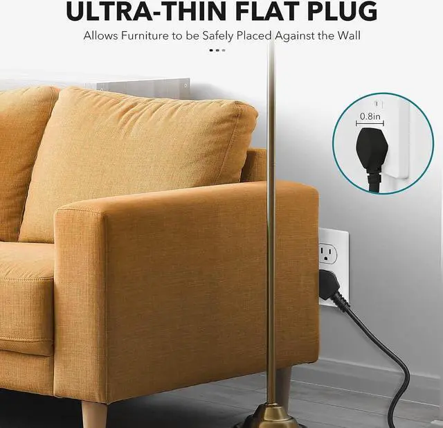 Alt view image 7 of 7 - Clear Power 2-Outlet Power Strip with 3 USB Ports(1 USB-C), Flat Plug, 6 ft Extension Cord, Compact USB Charging Hub, Desktop Charging Station with USB C, Black, DC3S-1202-DC
