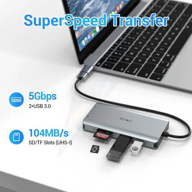 Alt view image 4 of 7 - USB Docking Station, JESWO USB 3.0 Laptop Docking Station Dual Monitor (Dual Video HDMI & VGA, Gigabit Ethernet, Audio, and More USB Ports) Whit Power Adapter