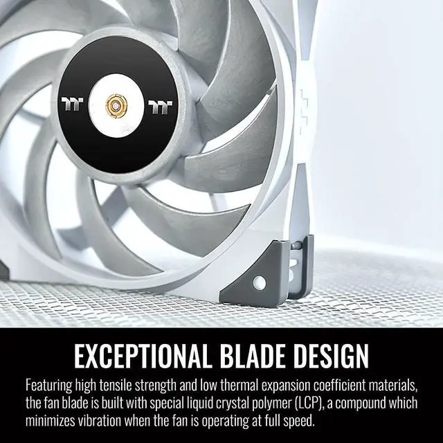 Alt view image 3 of 6 - Thermaltake ToughFan 12 White High Static Pressure 2000 PWM, Metal-Reinforced Motor Hub, Gen.2 Hydraulic Bearing 120mm Case/Radiator Fan, Single Pack, CL-F117-PL12WT-A