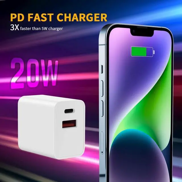Alt view image 2 of 6 - USB C Charger Block, Apple Watch Se Charger, 2023 Upgrade Dual Port Fast Charging Block Cube Box Brick Plug Adapter Compatible with New Apple Watch SE Series 8 7 6 5, iPhone 14 Pro Max, White