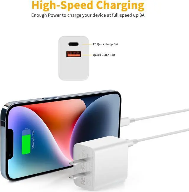 Alt view image 6 of 6 - USB C Charger Block, Apple Watch Se Charger, 2023 Upgrade Dual Port Fast Charging Block Cube Box Brick Plug Adapter Compatible with New Apple Watch SE Series 8 7 6 5, iPhone 14 Pro Max, White
