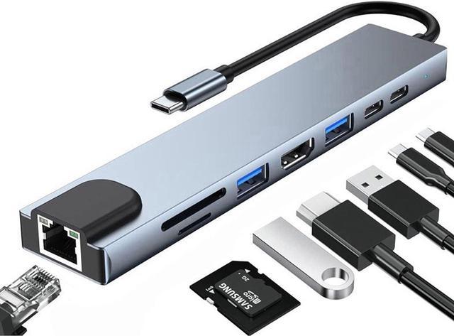 8 in 1 Type-C Adapter with 4K HDMI, Docking Station USB-C Hub with