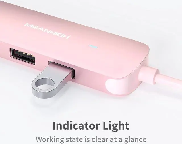 Alt view image 5 of 7 - MEANHIGH USB Hub 4-Port USB Hub for Laptop USB 3.0, USB 2.0 Multiple USB Port Expander Dongle for MacBook, Surface Pro, PC, Flash Drive, Mobile HDD-Pink