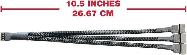Alt view image 4 of 7 - BUYMINERS.CA PC Fan Splitter Extension Cable - 1 to 3 PWM Fan Splitter Compatible with 3 & 4 Pin PC Cooling Fans, 10.5 inch Black Braided Nylon Cable (5 Pack)