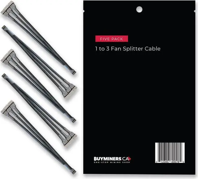 Alt view image 7 of 7 - BUYMINERS.CA PC Fan Splitter Extension Cable - 1 to 3 PWM Fan Splitter Compatible with 3 & 4 Pin PC Cooling Fans, 10.5 inch Black Braided Nylon Cable (5 Pack)